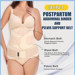 3-in-1 Postpartum Abdominal Binder and Pelvis Support Belt - Cream